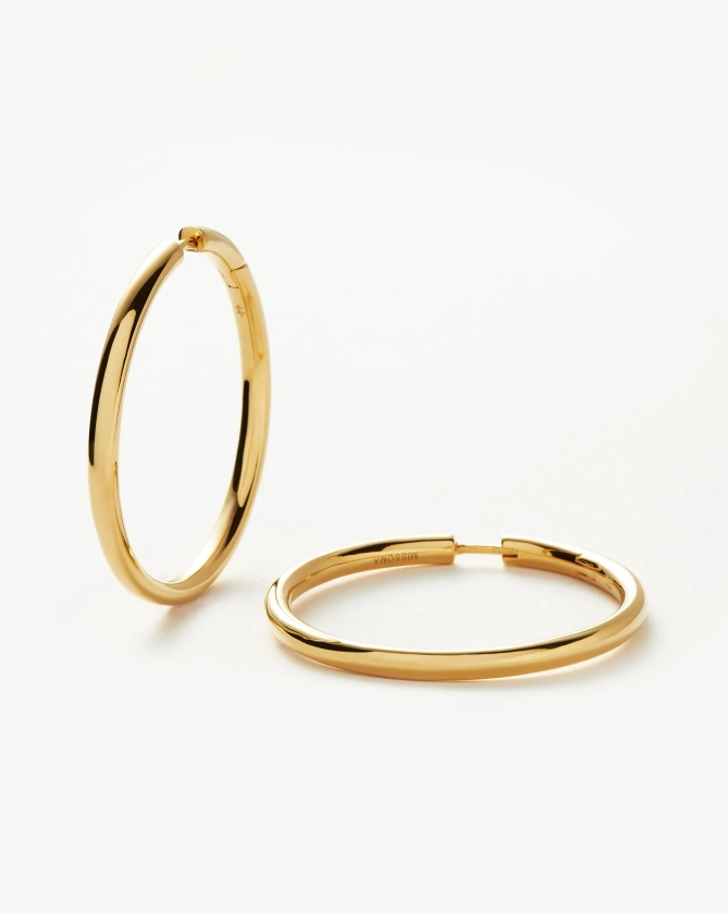 Classic Tunnel Large Hoop Earrings | 18ct Gold Plated Earrings
