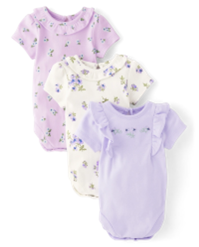 Baby Girls Short Sleeve Floral Flutter Bodysuit 3-Pack - Homegrown by Gymboree | Gymboree - MULTI CLR