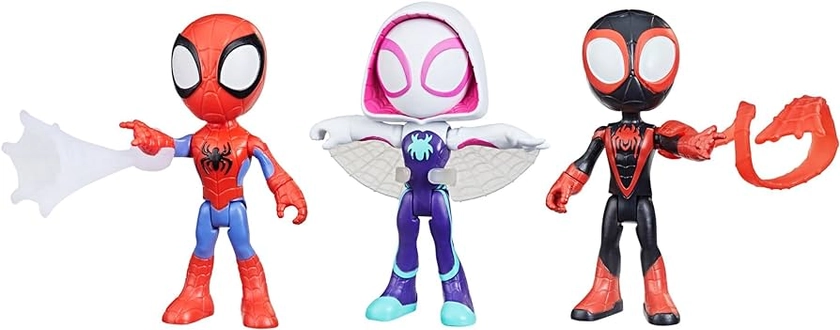 MARVEL - Spidey and His Amazing Friends - Hero 3-Pack - 4" Spider-Man, Ghost-Spider, and Miles Morales