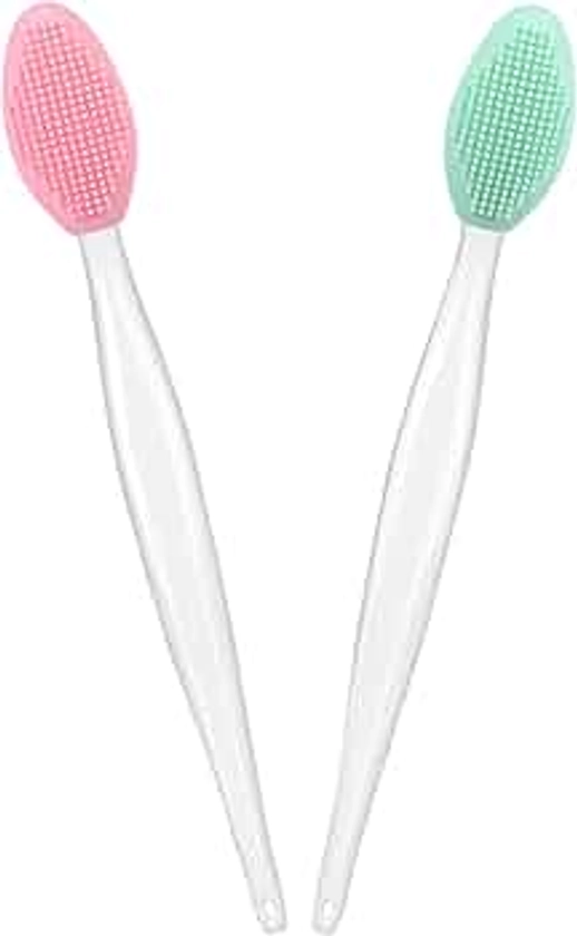 Lip Scrub Brush Scrubber Tool Exfoliator Silicone Exfoliating for Dark Lips (2 pcs, Mix)