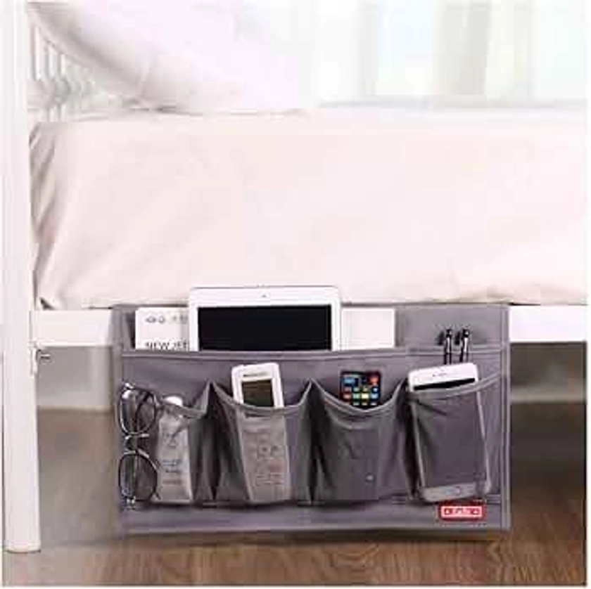 6 Pockets Bedside Storage Organizer, Table cabinet Storage Organizer Bedside Organizer Caddy for Remotes Phone Glasses (6 Pockets-Grey)