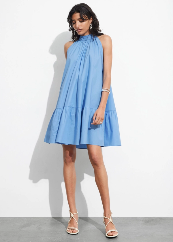 Bow-Detailed Mini Dress - Light Blue - & Other Stories NL