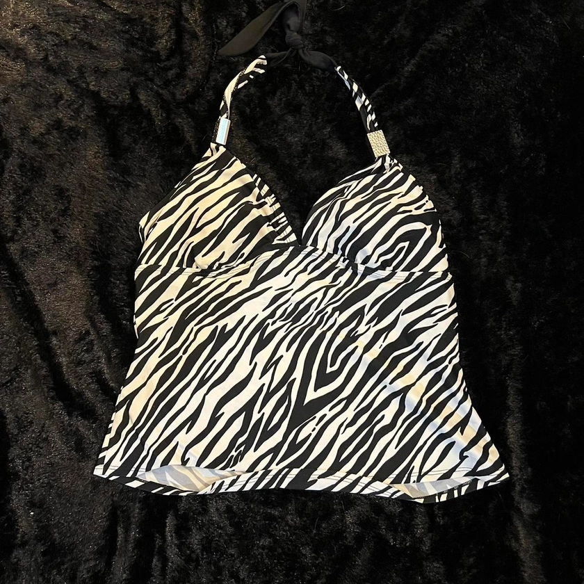 2000s/2010s style zebra print swimsuit top #y2k...