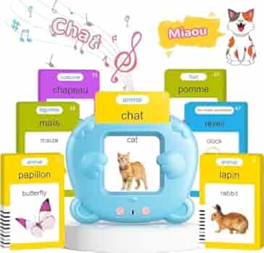 Cartes Flash Parlantes Bilingual (Français et Anglais), Flash Jouets éducatifs pour Enfants de 2 à 6 Ans, Cartes éducatives Enfants pour écouter et Apprendre 224 Mots (Bleu) : Amazon.com.be: Jouets