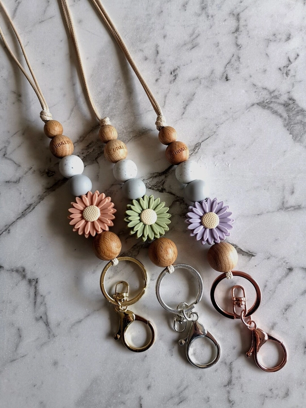 Gorgeous Boho Pastel Daisy Lanyards