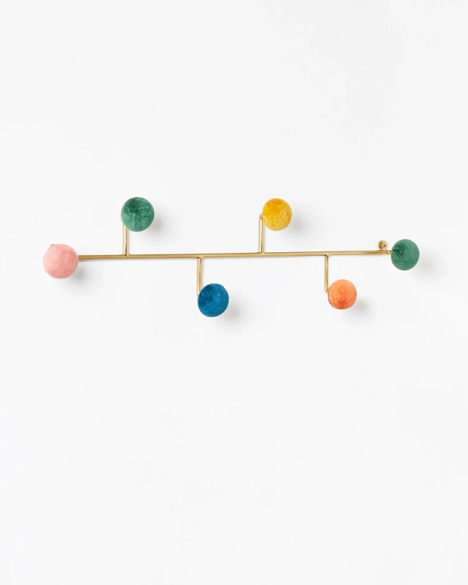 Gold Metal & Velvet Wall Multi Wall Hook | Oliver Bonas