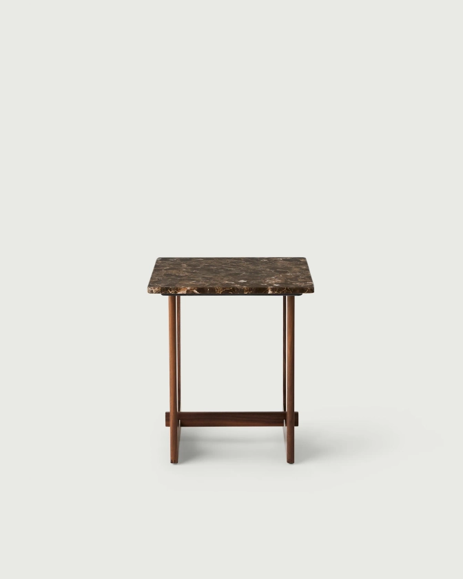 Turn Side Table Brown Marble