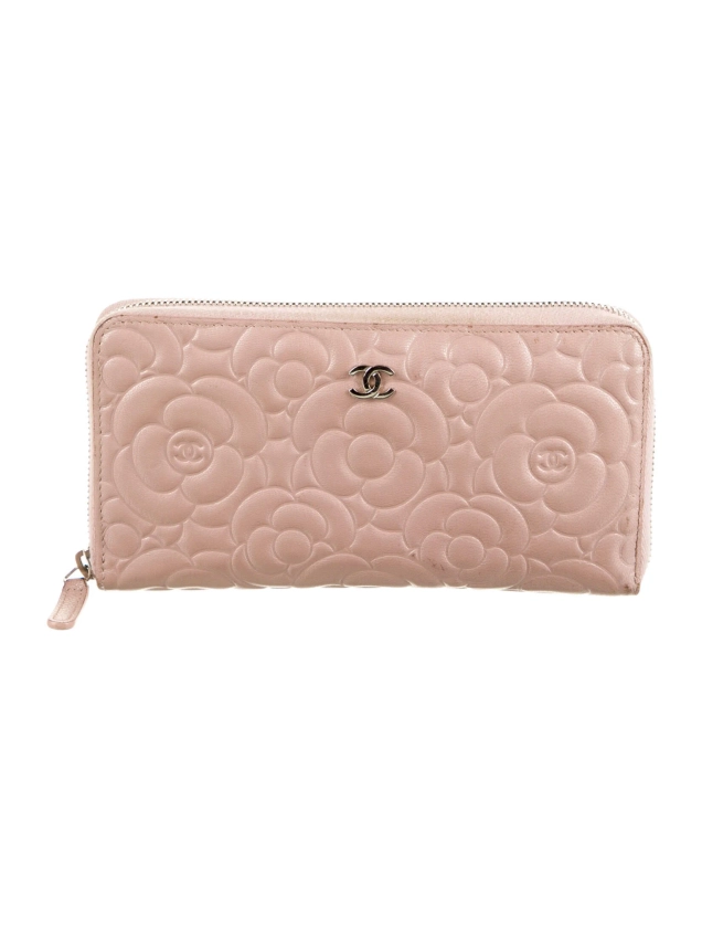 Camellia Accent Leather Continental Wallet