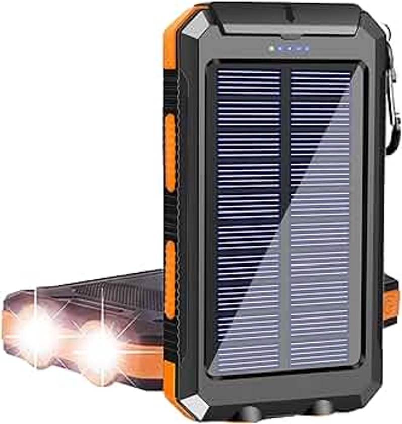 Solar Charger, 38800mAh Portable Solar Power Bank for All Cellphones, Waterproof Battery Pack, Outdoor External Backup Power Charger Dual USB 5V Outputs/LED Flashlights, Perfect for Camping Travel