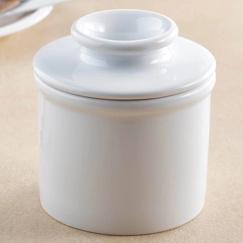 Butter Bell - The Original Butter Bell crock by L Tremain, a Countertop French Ceramic Butter Dish Keeper for Spreadable Butter, Glossy White