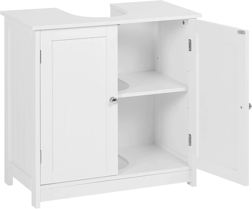 Meuble de salle de bain - Meuble sous lavabo en bois - Meuble de rangement - Armoire de salle de bain - en MDF - 60x60x30cm - Blanc - WOLTU