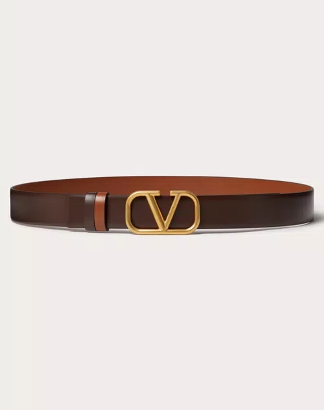 Vlogo Signature Reversible Shiny Calfskin Belt - 10mm / 1.2 In. for Woman in Pink Pp | Valentino GB