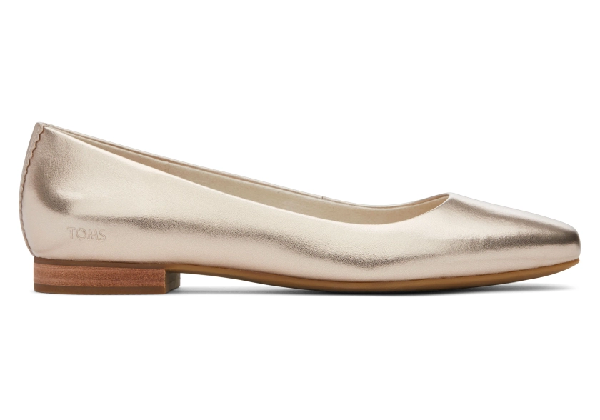 Women's Ballet Flat Gold Metallic Leather TOMS Shoe Briella | TOMS