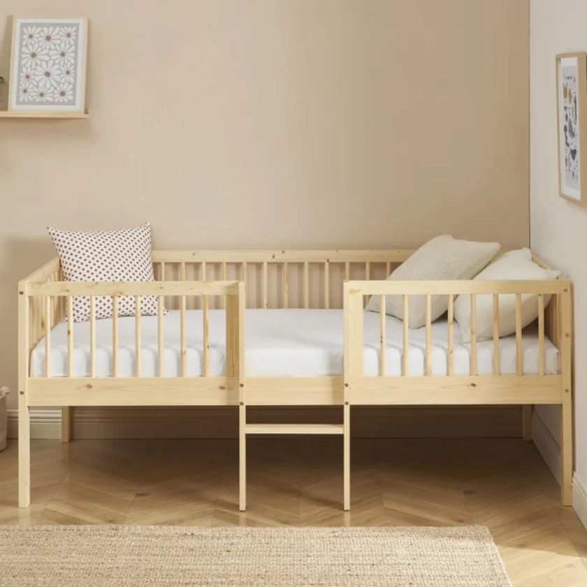 Cadre de lit pour enfant avec échelle en bois 90x190cm - Naturel Sasha | Maisons du Monde