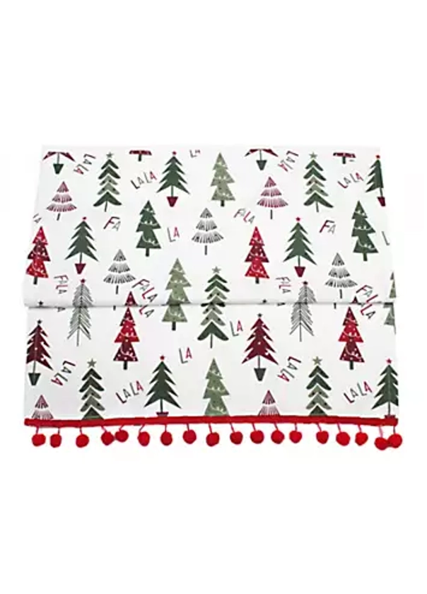 Peggy Wilkins Fa La La Christmas Tree & Pom Poms 100% Cotton Tea Towel | Freemans