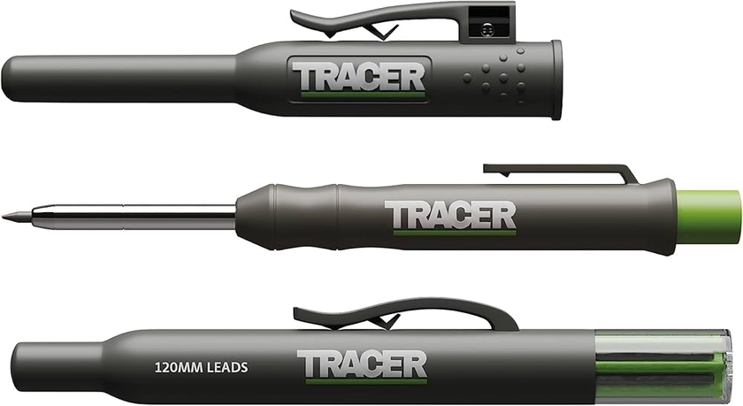 TRACER Deep Hole Construction Pencil with 6x Replacement Lead Pack and accompanying Site Holsters all-in-one Marking Kit