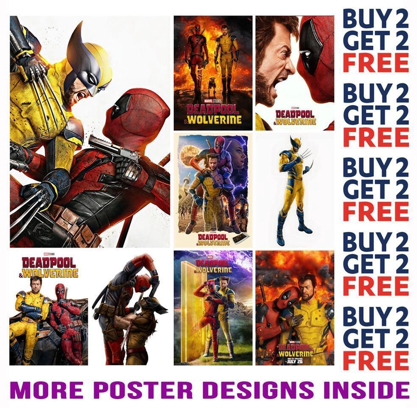 DEADPOOL EE1 AND WOLVERINE POSTER PRINT A4 A3 SIZE BUY 2 GET ANY 2 FREE