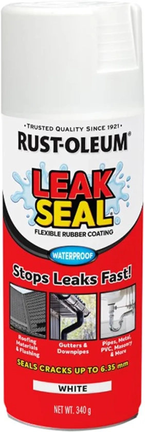 Rust-Oleum Leak Seal Rubber Coating Spray, White, 340 g