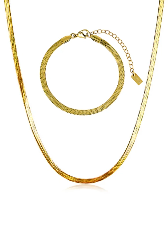 Beau Snake Necklace & Bracelet Set | Gold