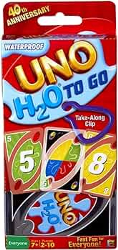 UNO SPORT, Jeu de 108 cartes en plastiques imperméables avec un mousqueton pour transport facile, Jeu de Société, Jeu de bain, 2 à 10 joueurs -individuellement ou par équipes, Dès 7 ans, P1703