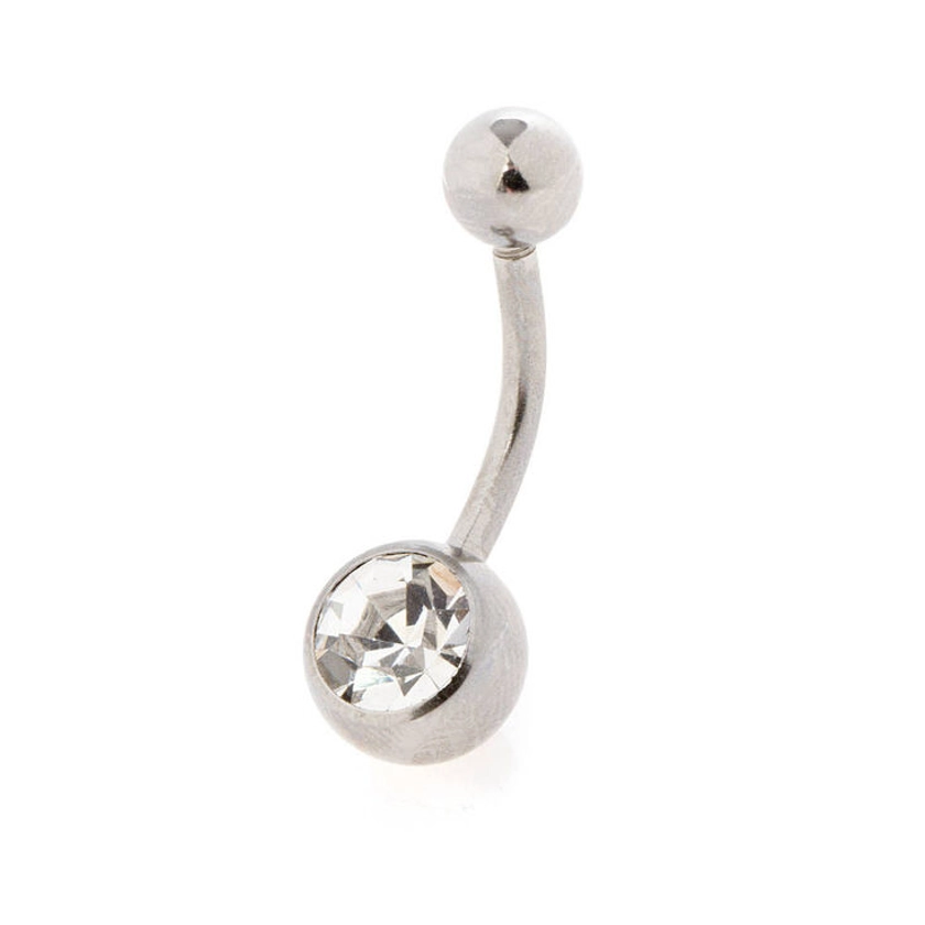 Sterling Silver Crystal Ball Belly Ring