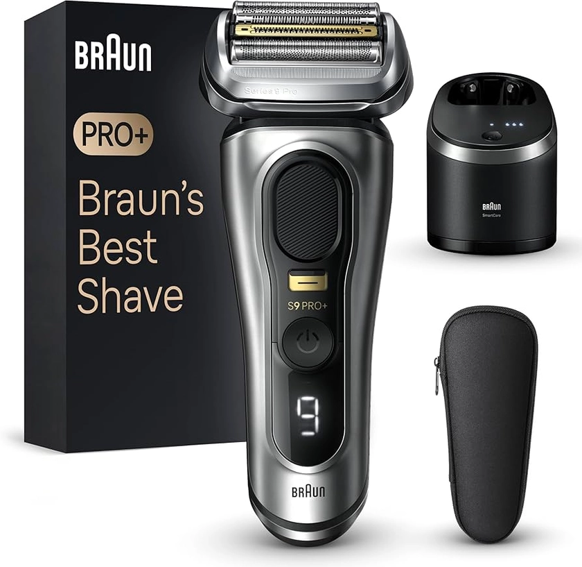 Amazon.com: Braun Navalha elétrica Series 9 PRO+ para homens, 5 elementos profissionais de barbear e aparador de cabelo longo de precisão, SmartCare Center 6 em 1, barbeador elétrico molhado e seco para pele lisa : Beleza e Cuidados Pessoais