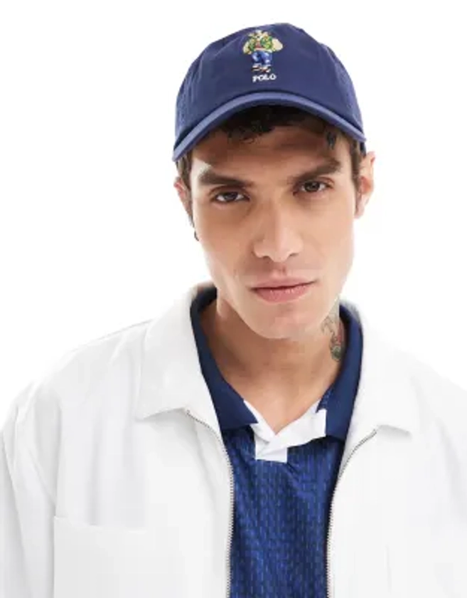 Polo Ralph Lauren - Casquette de baseball en sergé à logo ours style universitaire - Bleu marine