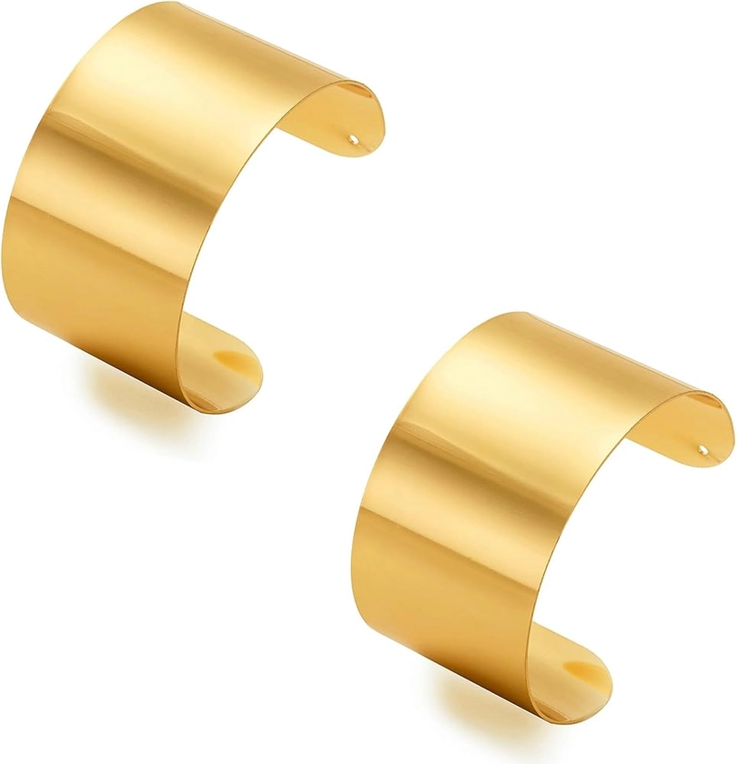 Amazon.com: Amejew 2 Pcs Cuff Bangle Bracelet for Women Men Wide Open Cuff Bracelets Sliver Gold Adjustable Wrist Cuff Wrap Bracelets(Short,Gold): Clothing, Shoes & Jewelry