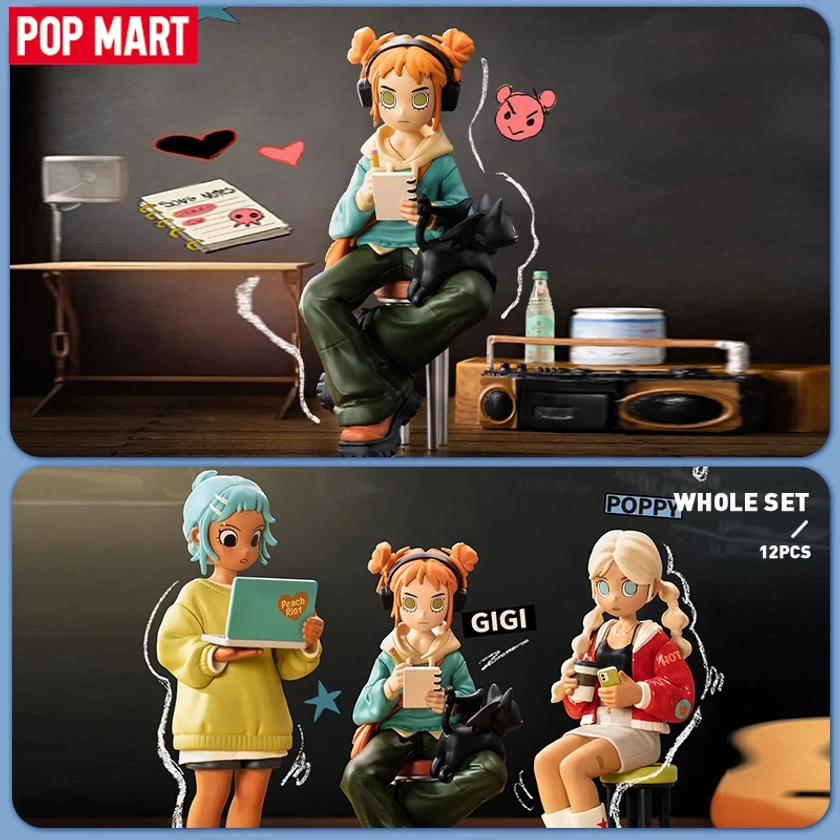 Figura de ação POP MART Peach Riot, série Rise Up, caixa misteriosa, caixa cega, brinquedo bonito, 1pc, 12pcs