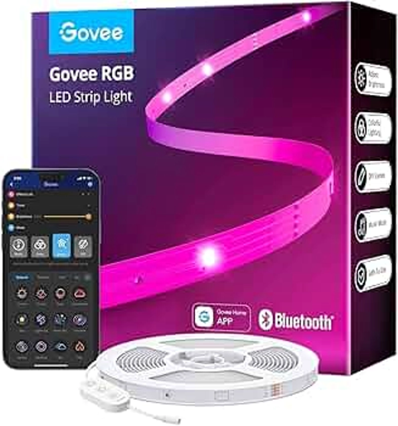 Govee 30M LED Strip Lights, Bluetooth RGB Easter LED Lights with App Control, 64 Scenes and Music Sync LED Strip for Bedroom, Living Room, Kitchen, Party, DIY Home Decoration