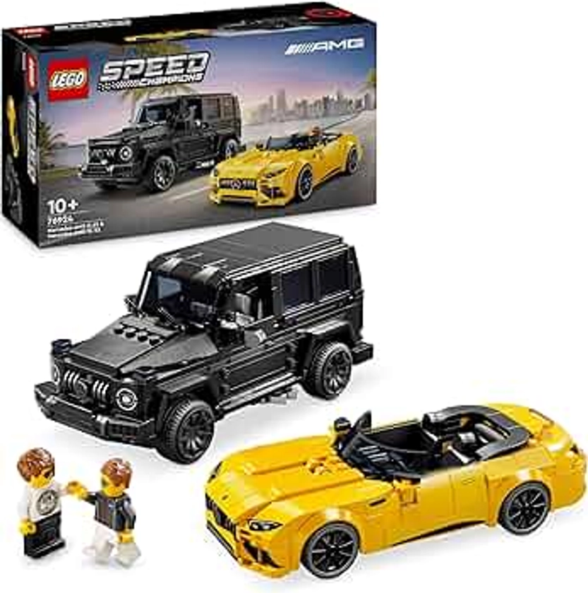 LEGO Speed Champions Mercedes-AMG G 63 e Mercedes-AMG SL 63, Macchine Giocattolo da Costruire, 2 Modellini di Auto per Bambini e Bambine da 10 Anni con Minifigure di Piloti, Regalo di Compleanno 76924