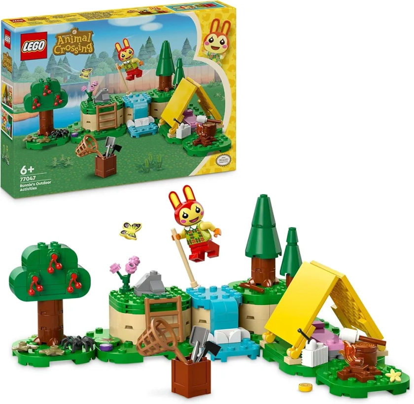 LEGO Animal Crossing Activités de Plein Air de Clara, Jouet de Construction Créatif pour Enfants, Tente, Figurine Lapin du Jeu Vidéo, Idée Cadeau d’Anniversaire pour Garçons et Filles Dès 6 Ans 77047