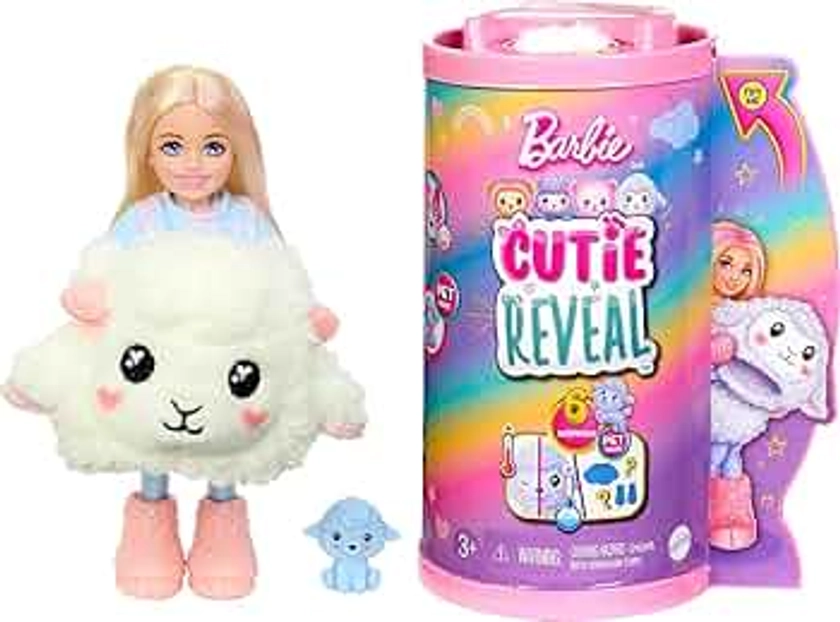 Barbie Cutie Reveal Chelsea Doll & Accessories, Lamb Plush Costume & 6 Surprises Including Color Change, Cozy Cute Tees Series, HKR18