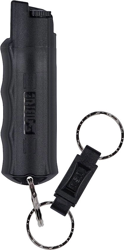 SABRE Pepper Spray, Quick Release Keychain for Easy Carry and Fast Access, Finger Grip for More Accurate and Faster Aim, Maximum Police Strength OC Spray, 0.54 fl oz, Secure and Easy to Use Safety