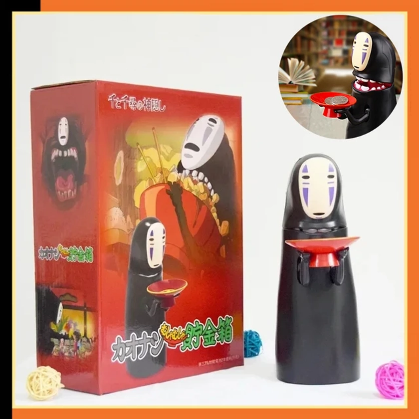No Face Man Saving Pot Spirited Away Anime Figure Piggy Bank Figurine Automatic Eat Coin Collectible Birthday Gifts For Children