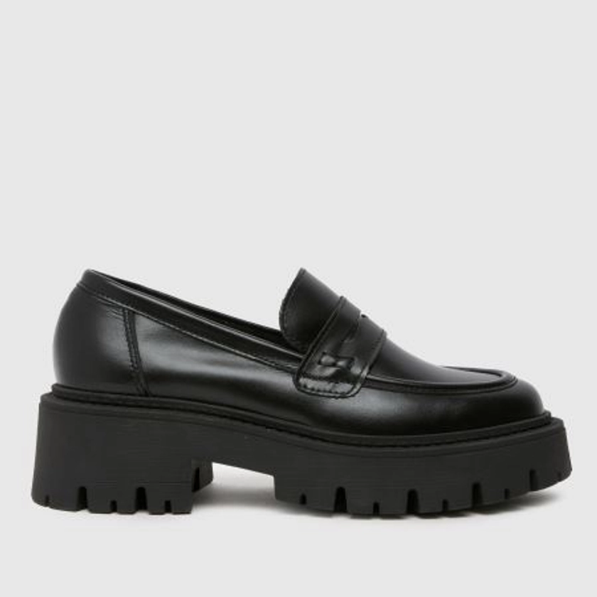 Womens Black schuh Lennox Chunky Loafer Flat Shoes | schuh