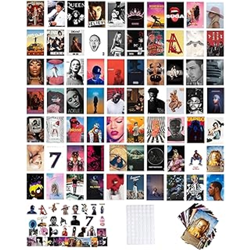 unique america 100 Pcs | Album Cover Posters, For Bedroom, , Room Decor, For Rapper Posters, Music Artist Posters, 4x6 Inch 80 Pcs & 20 Stickers