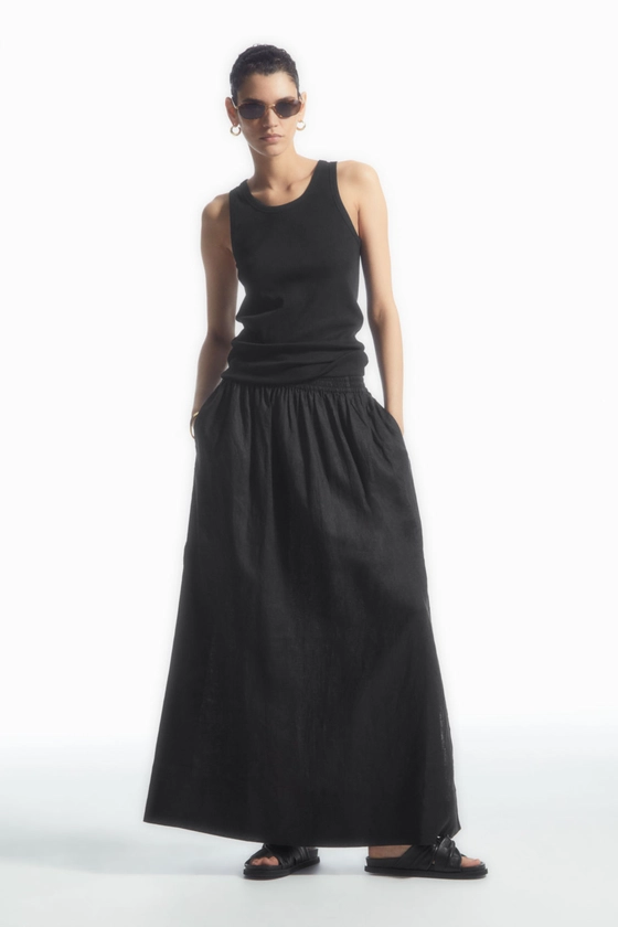 LINEN A-LINE MAXI SKIRT - BLACK - Skirts - COS