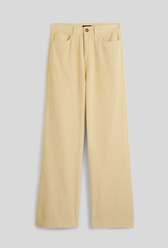 Pantalon large en velours de coton BIO JAUNE CLAIR pour femme MONOPRIX