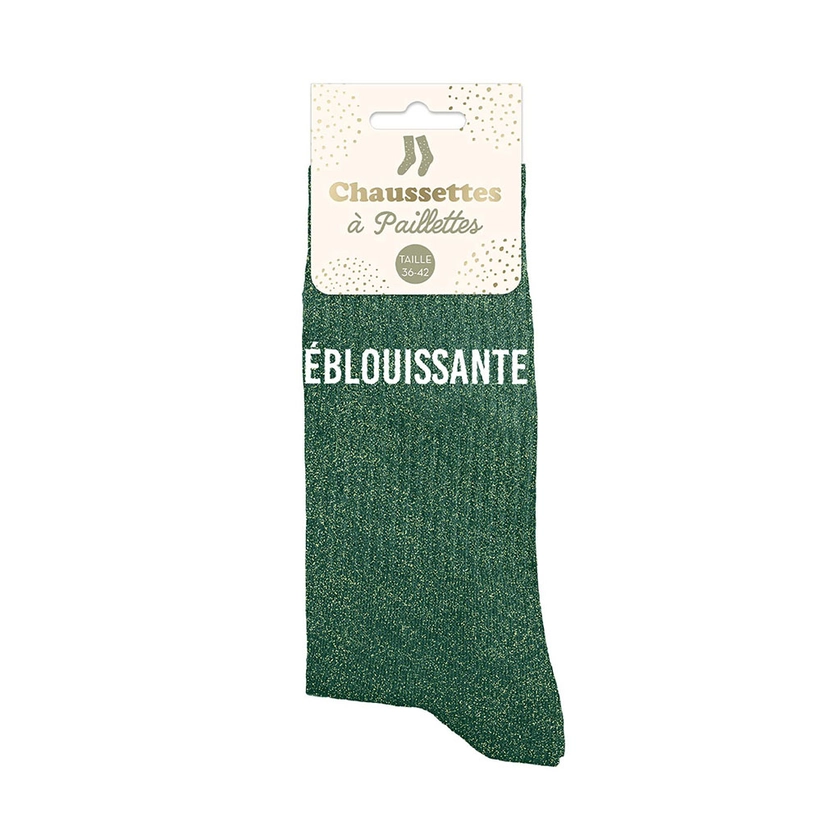 Chaussettes paillettes éblouissante verte pointure 36-42 - Centrakor