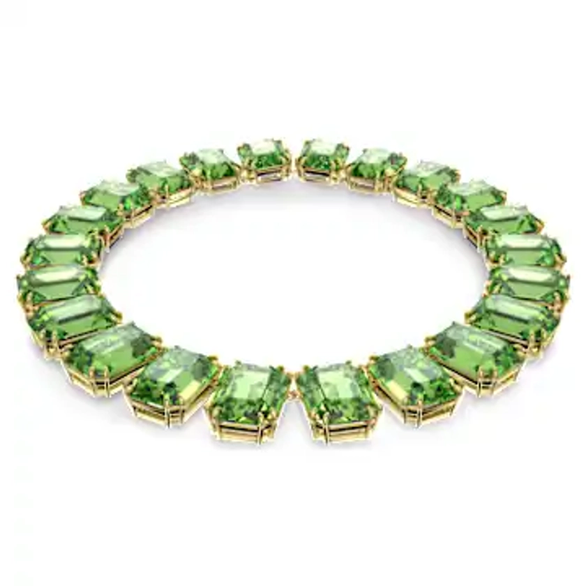Millenia necklace, Oversized crystals, Octagon cut, Green, Gold-tone plated by SWAROVSKI