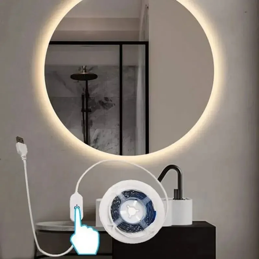 Bande lumineuse LED USB flexible à intensité variable, rétroéclairage TV, chambre, cuisine, lampe d'éclairage, décoration, 1m, 3m, 5m, 5V, 30 gible/m, 2835