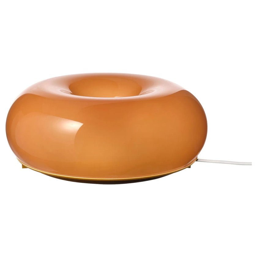 VARMBLIXT LED table/wall lamp, orange glass/round, 12" - IKEA