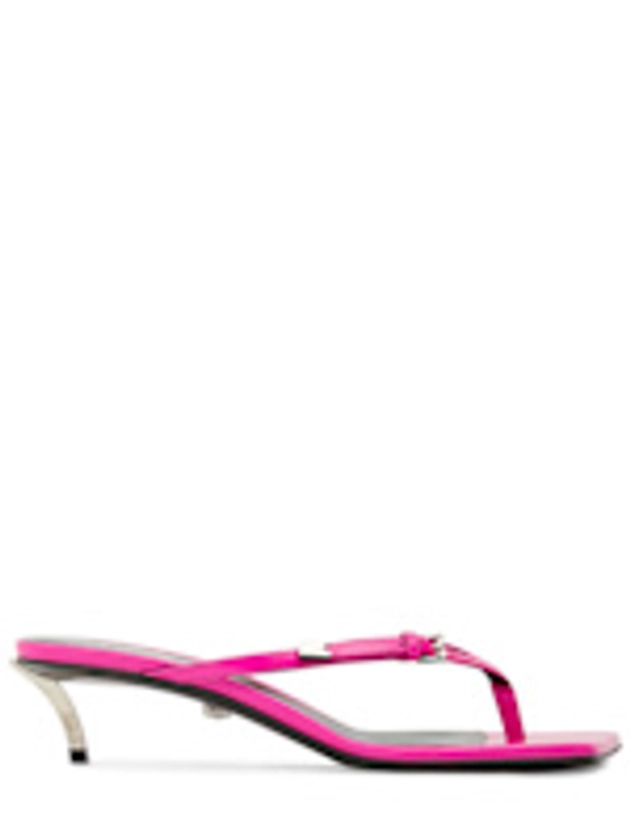 Sandales en cuir 40 mm - Versace - Femme  - Fuchsia - 35.5 IT