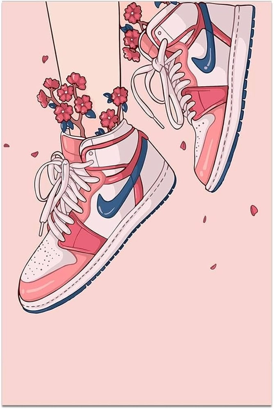 Amazon.com: 1 Hypebeast Girly Pink Sneaker Poster AJ Canvas Wall Art Pink Room Decor Sneaker Air Gym Shoes Shoebox Collection Aesthetic Cool Posters for Teen Girls Bedroom Room Dorm Wall Decor Unframed 12x18Inch: Posters & Prints