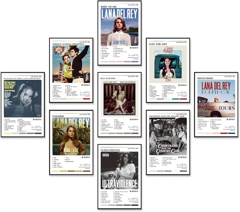 Lana Del Rey Posters (9 Pcs 8x12 inch) Album Cover Music Posters Unframed Paper Prints Wall Art Room Decor Bjork Poster Records for Wall Aesthetic