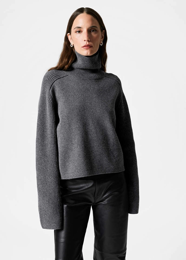 Boxy Turtleneck Jumper - Dark Grey - Sweaters - & Other Stories US