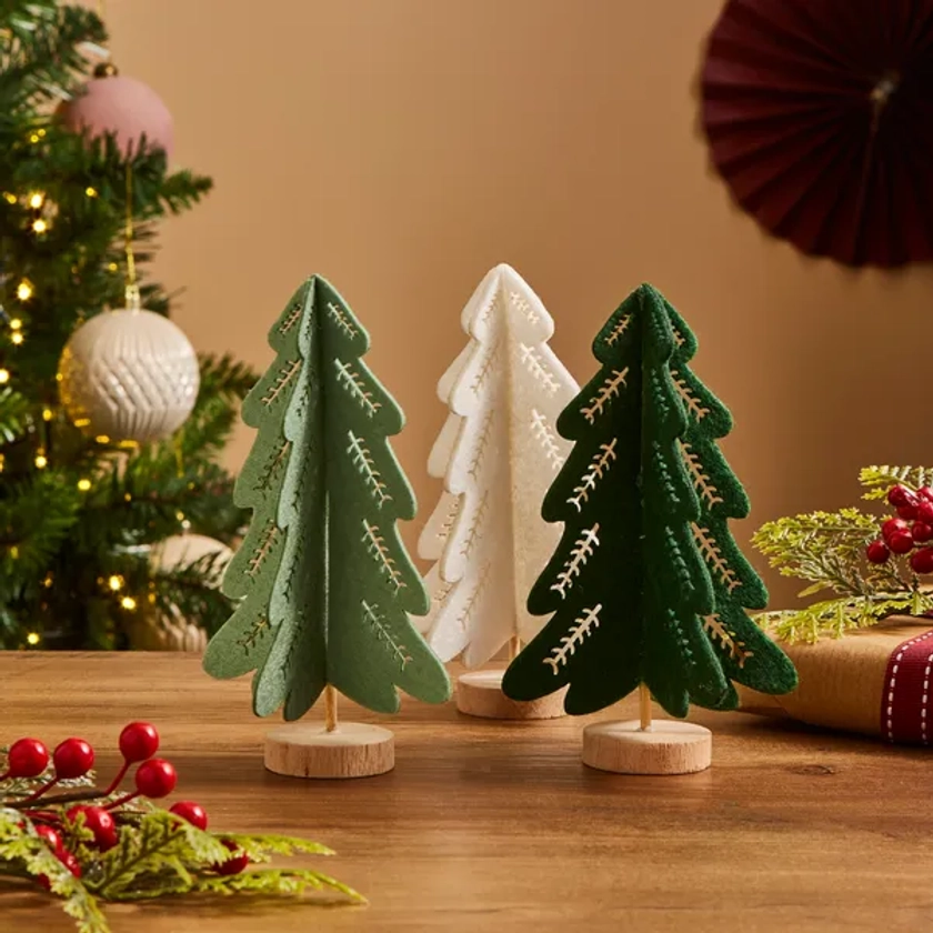 Pack of 3 Assorted Felt Trees