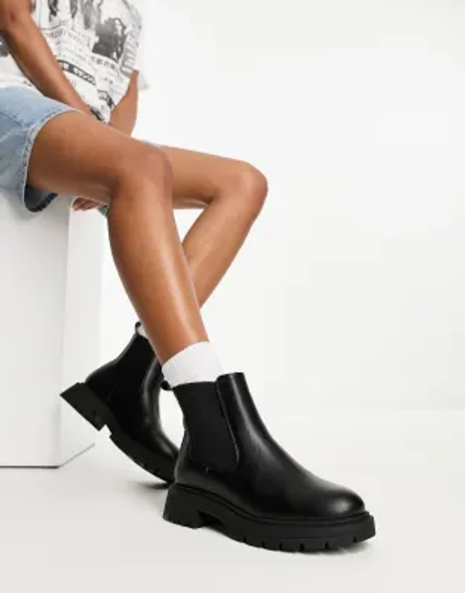 ASOS DESIGN - Adjust - Bottines Chelsea chunky - Noir