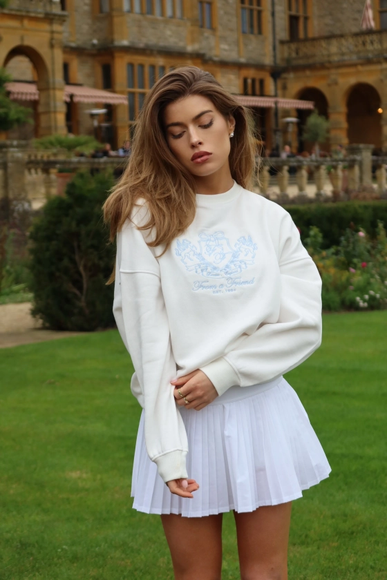 Embroidered Oversized Sweatshirt Ivory